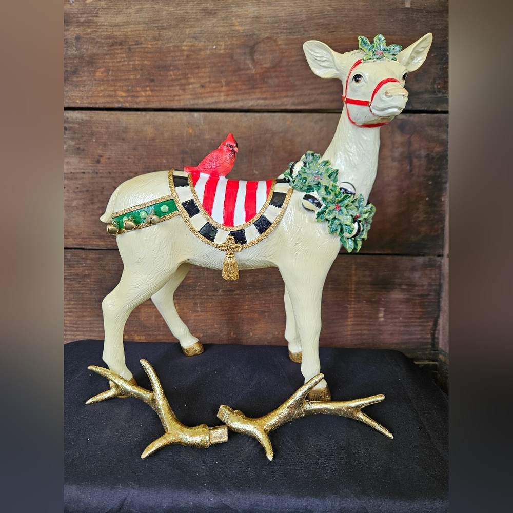 Mackenzie Childs White Jolly Deer Standing - Picture 9 of 11